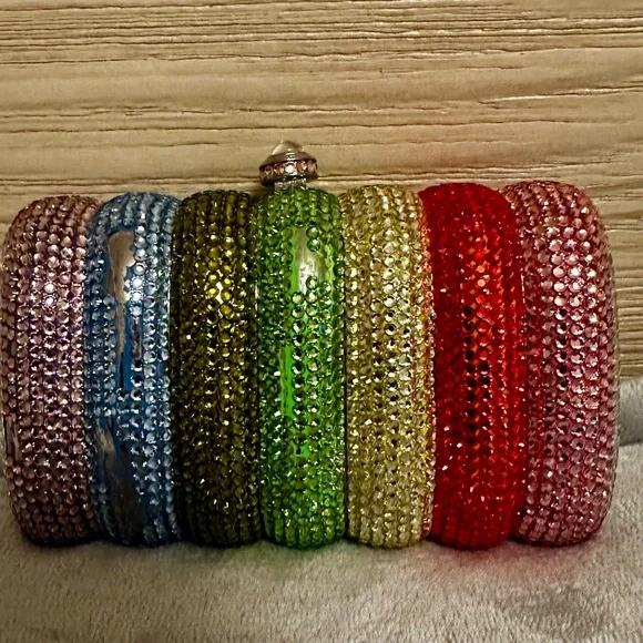 Multicolor Crystal Embellished Clutch - Picture 3 of 6